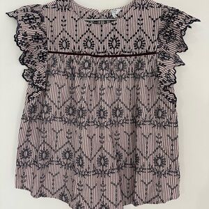 Crown & Ivy Blush and Black Embroidered Blouse